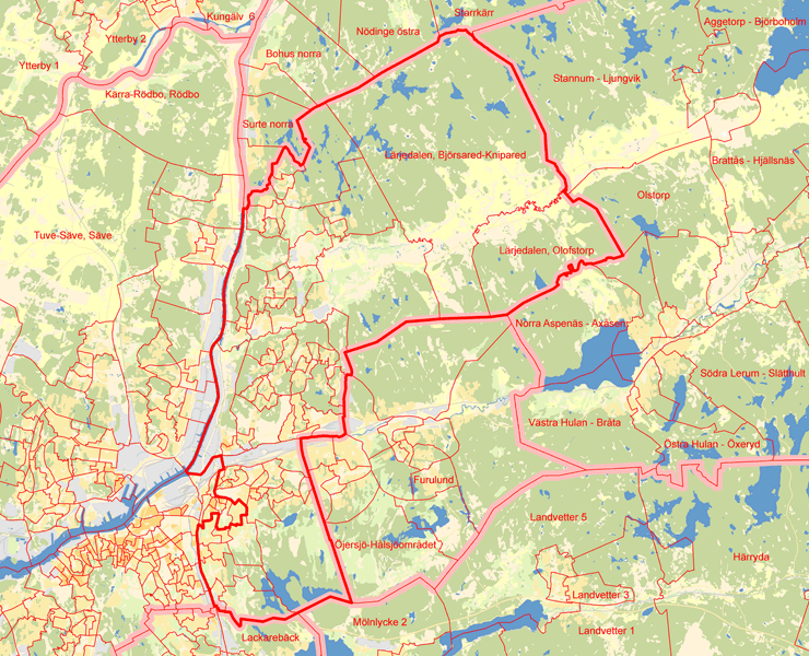 Karta över Göteborg, Öster