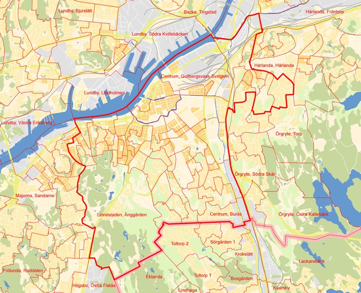 Karta över Göteborg, Centrum