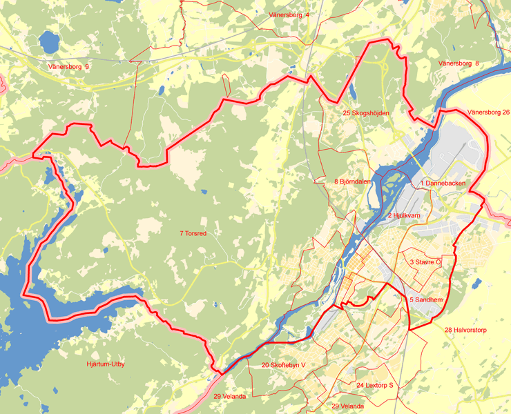 Karta över Valkrets 1 Trollhättan Norra