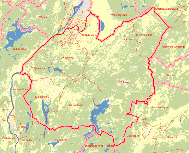 Karta över Valkrets 2 Trollhättan Södra