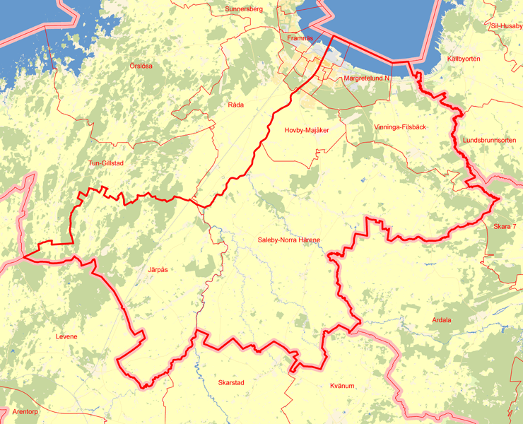 Karta över Lidköpings Östra