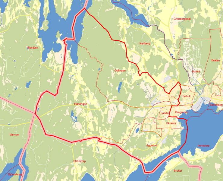 Karta över Karlskoga Kommuns Södra