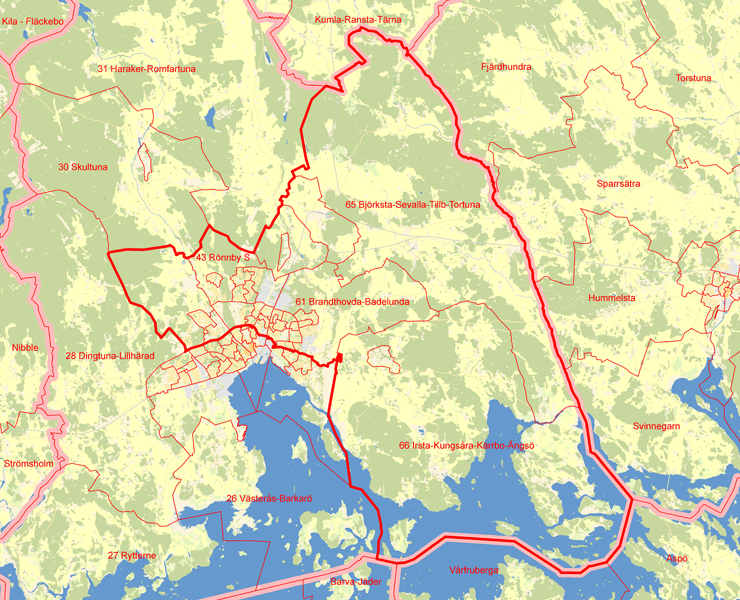 Karta över Västerås Östra valkrets