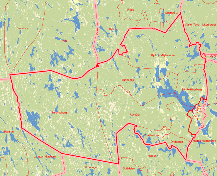 Karta över Grangärde-Säfsnäs