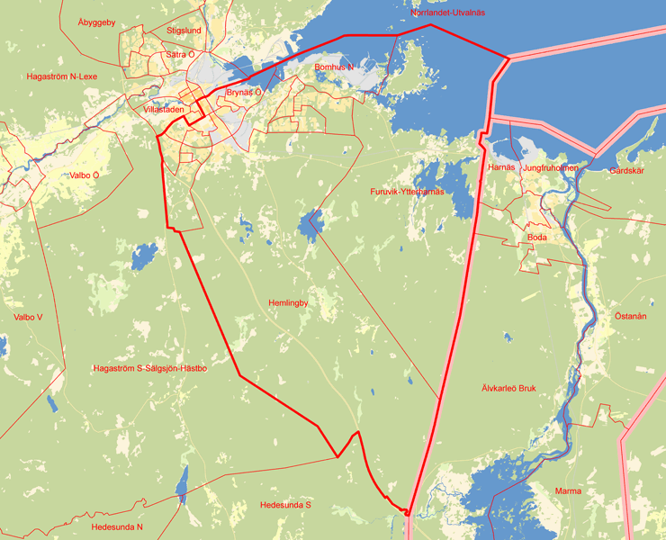 Karta över Gävle  första valkrets