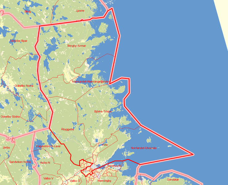 Karta över Gävle andra valkrets