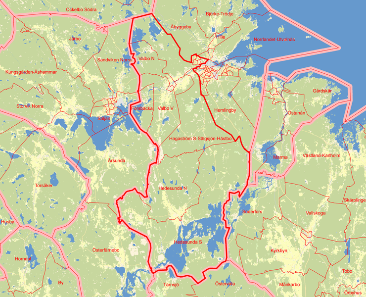 Karta över Gävle tredje valkrets