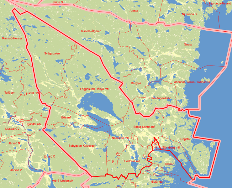 Karta över Hudiksvalls andra valkrets