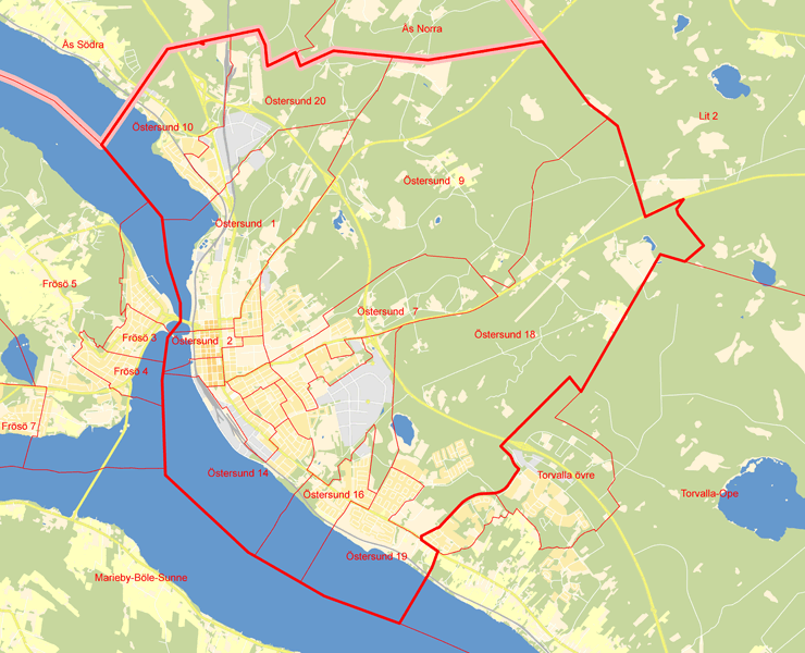 Karta över Östersund Staden