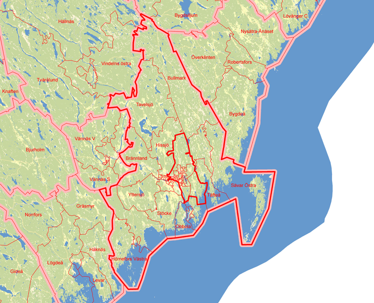 Karta över Umeå omland
