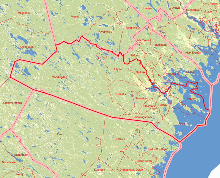 Karta över Piteå Södra Valkrets
