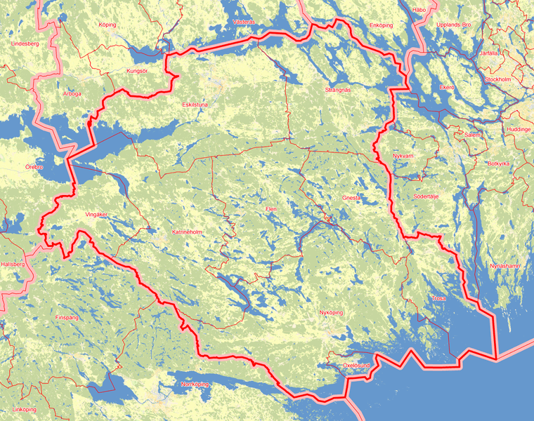 Karta över Södermanlands län