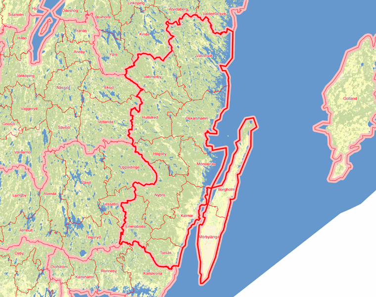 Karta över Kalmar län