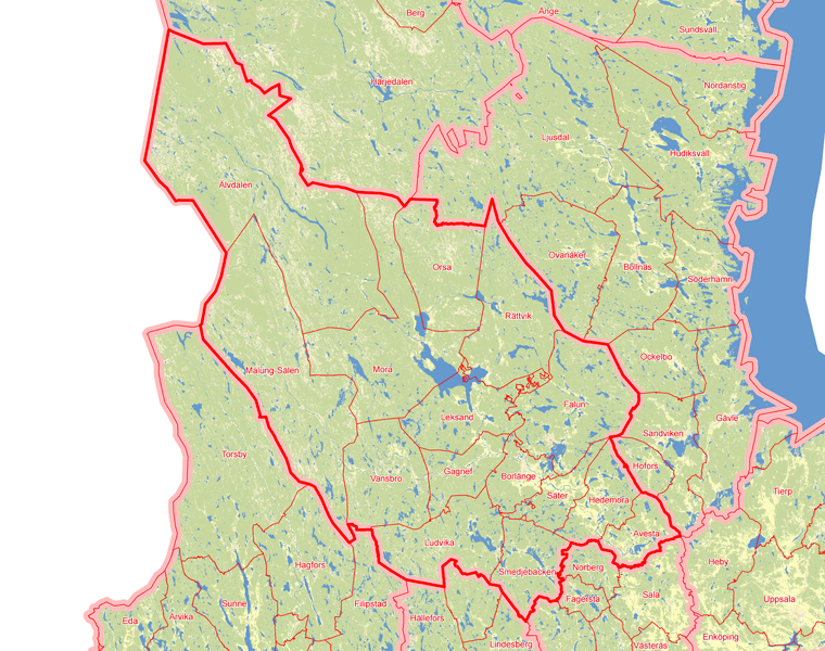 Karta över Dalarnas län