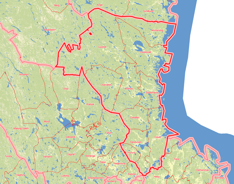Karta över Gävleborgs län