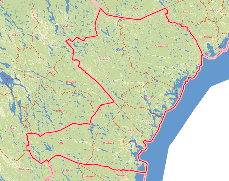 Karta över Västernorrlands län