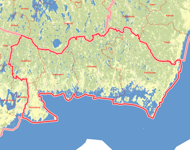 Blekinge län - Karta - Val 2010