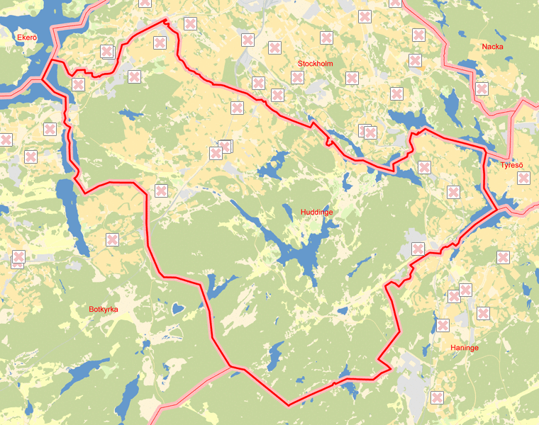 Karta över Huddinge