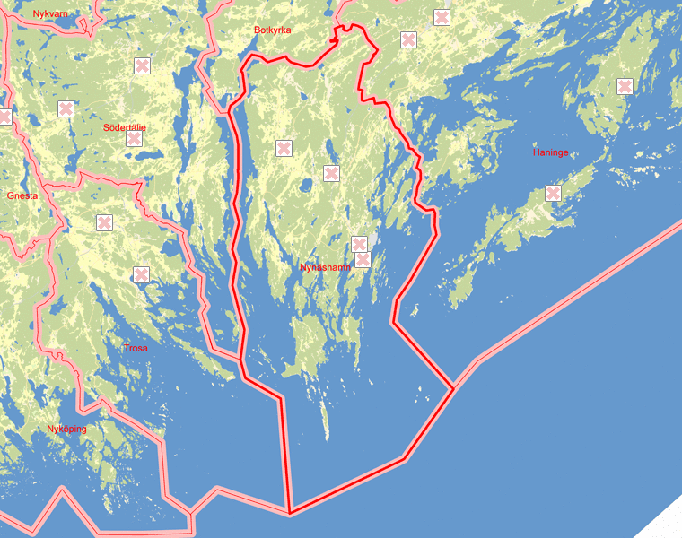 Karta över Nynäshamn