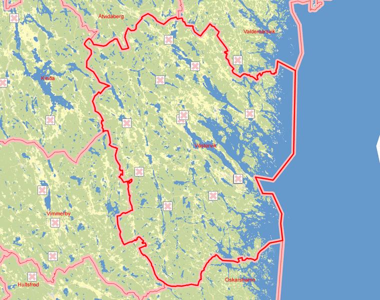 Karta över Västervik