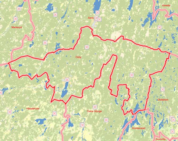 Karta över Osby