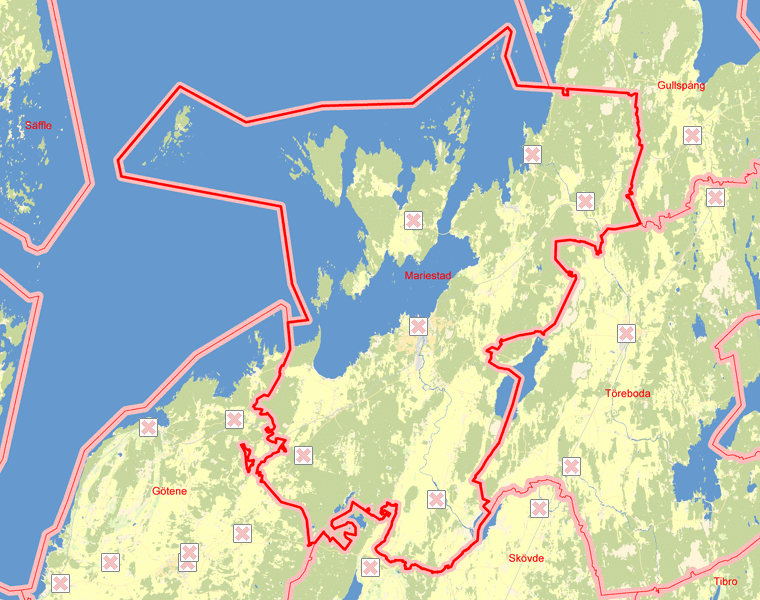 Karta över Mariestad