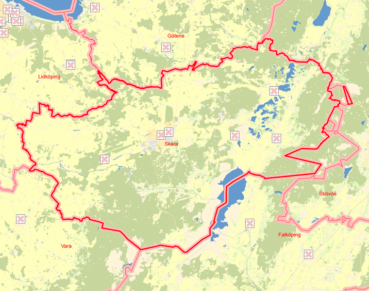 Karta över Skara