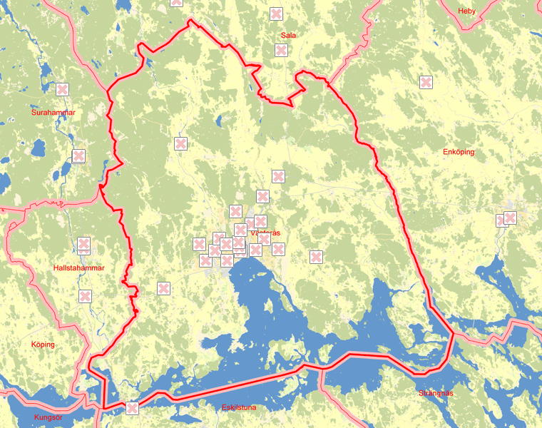 Karta över Västerås