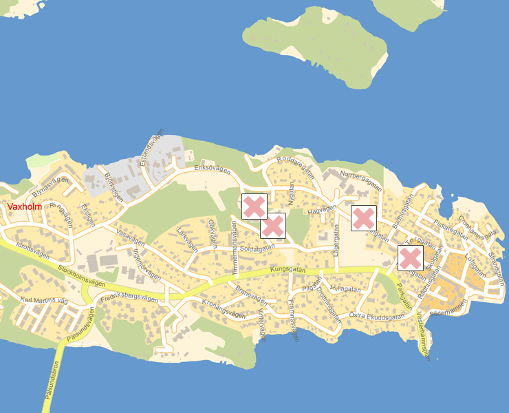 Karta över Vaxholm