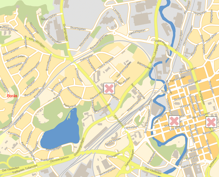 Karta över Borås