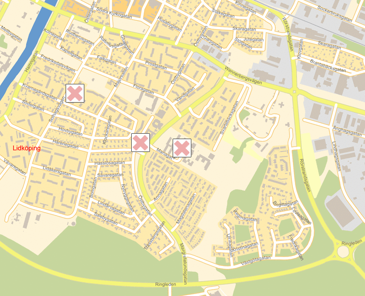 Karta över Lidköping
