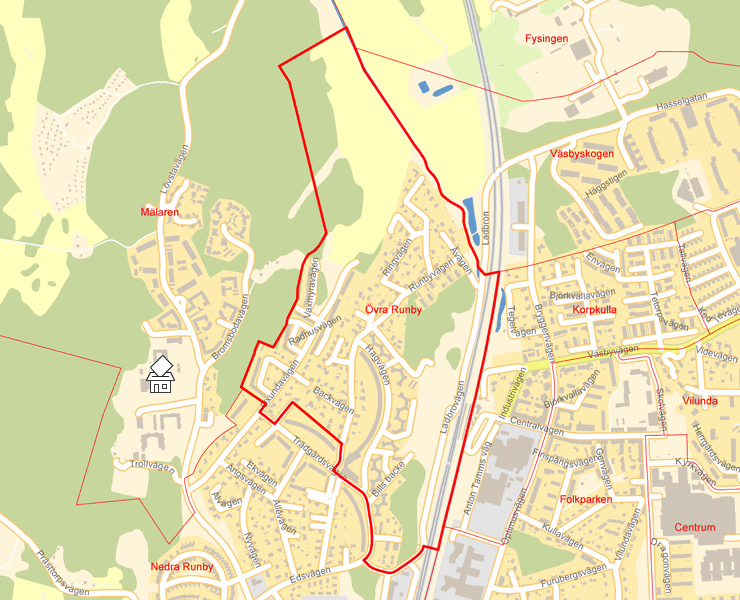 Karta över Övra Runby