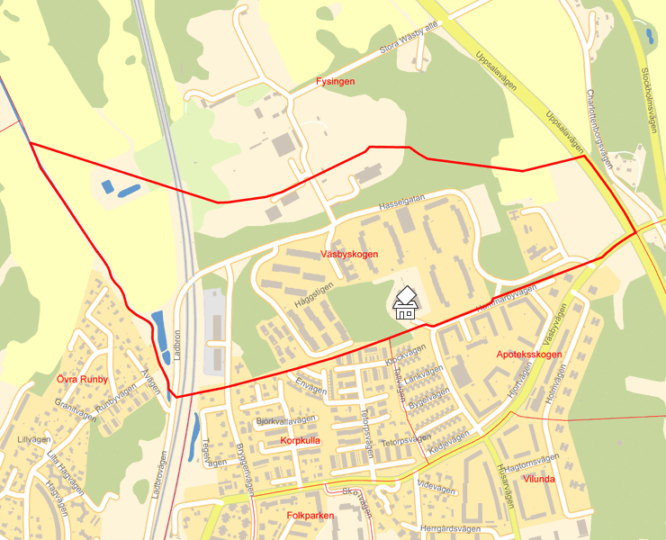 Karta över Väsbyskogen