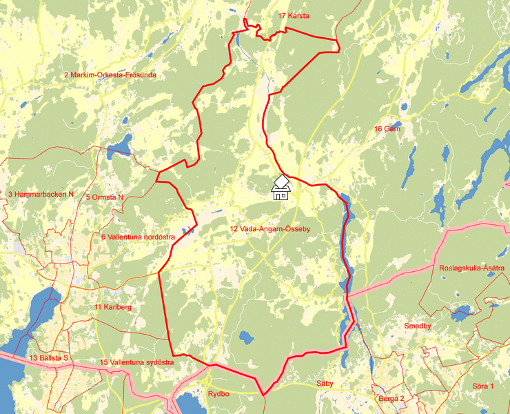Karta över 12 Vada-Angarn-Össeby