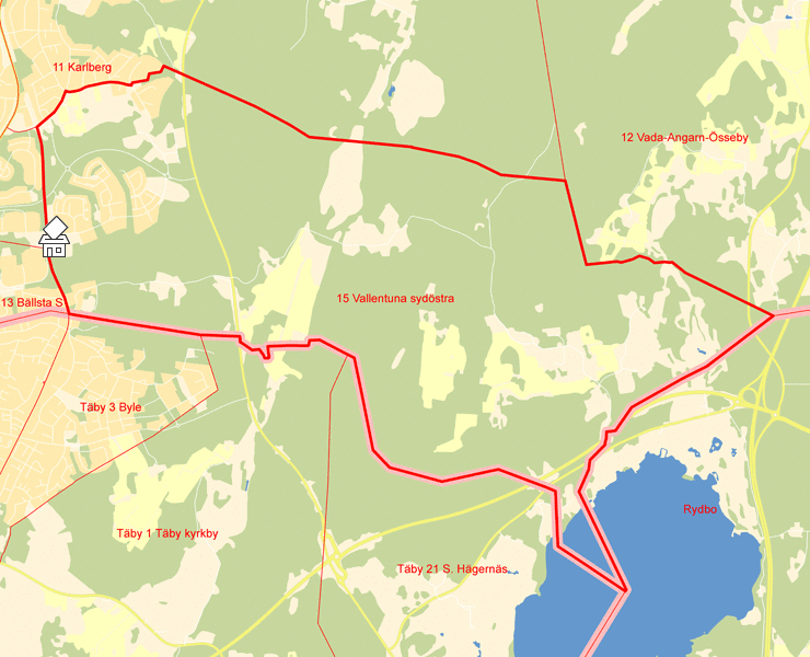 Karta över 15 Vallentuna sydöstra