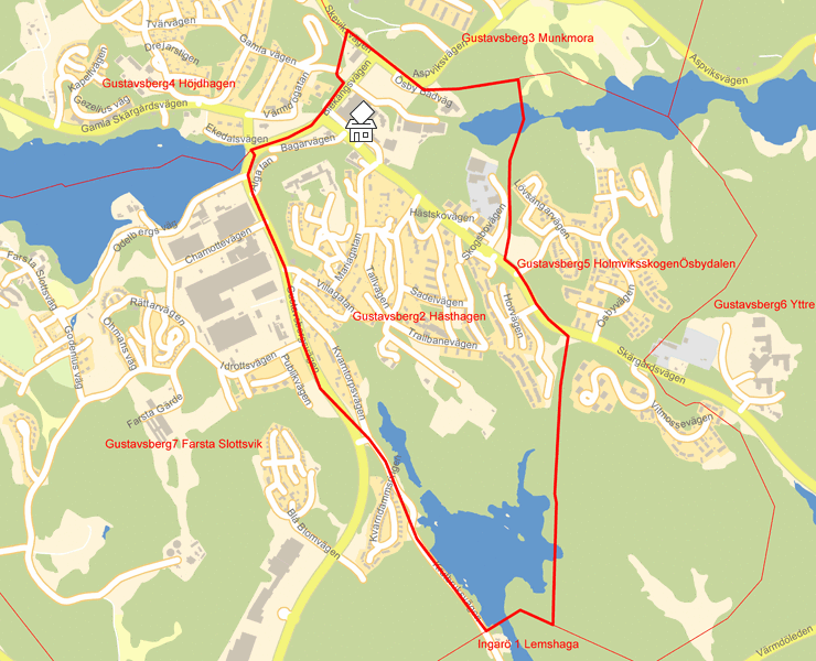 Karta över Gustavsberg2 Hästhagen