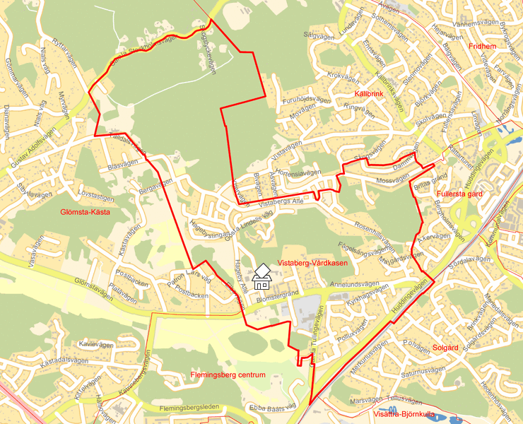 Karta över Vistaberg-Vårdkasen