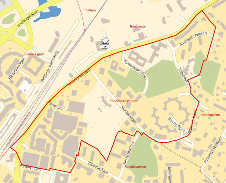Karta över Huddinge centrum