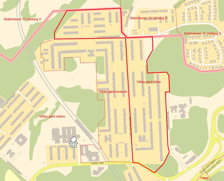 Karta över Vårby gård östra