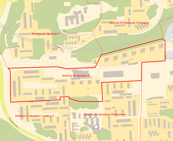 Karta över Botkyrka 36 Albydalen Ö