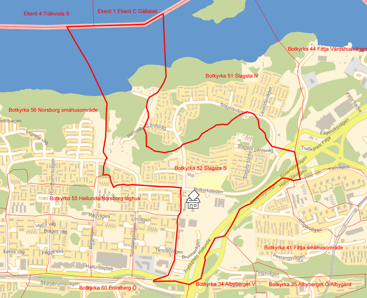 Karta över Botkyrka 52 Slagsta S