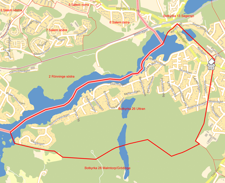 Karta över Botkyrka 26 Uttran