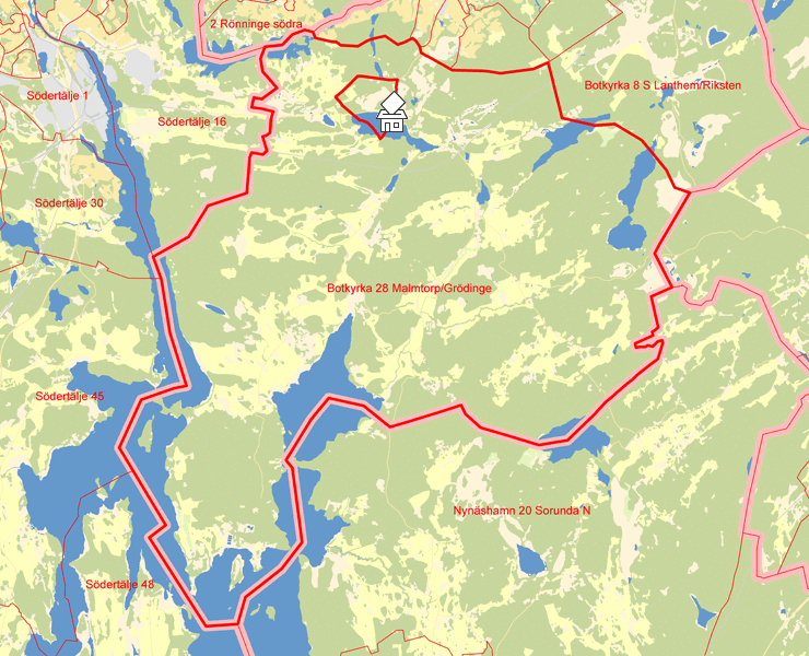 Karta över Botkyrka 28 Malmtorp/Grödinge