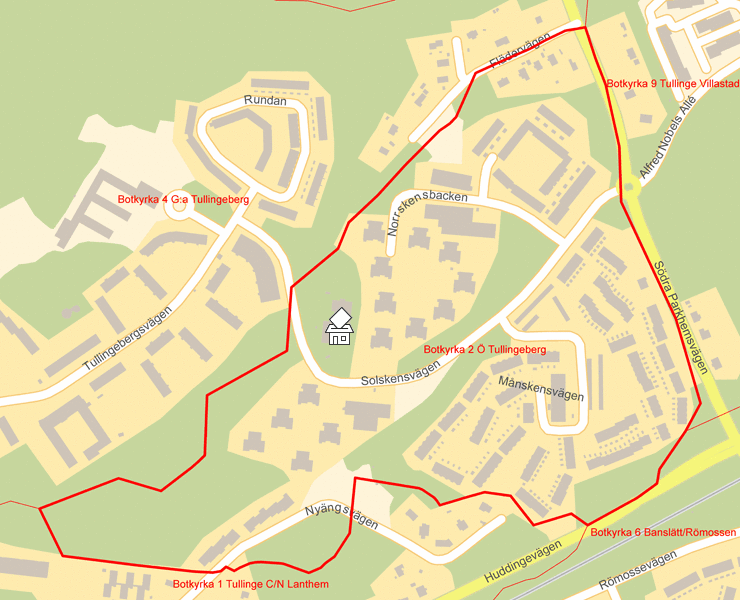 Karta över Botkyrka 2 Ö Tullingeberg