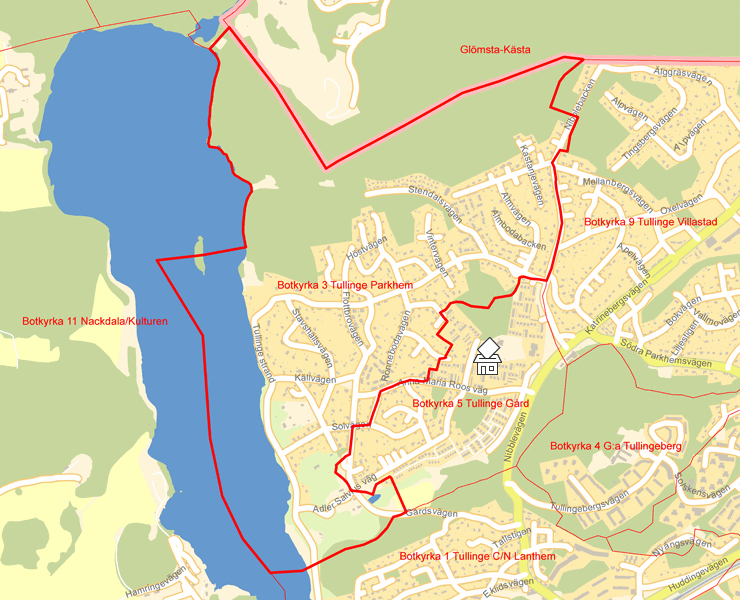 Karta över Botkyrka 3 Tullinge Parkhem