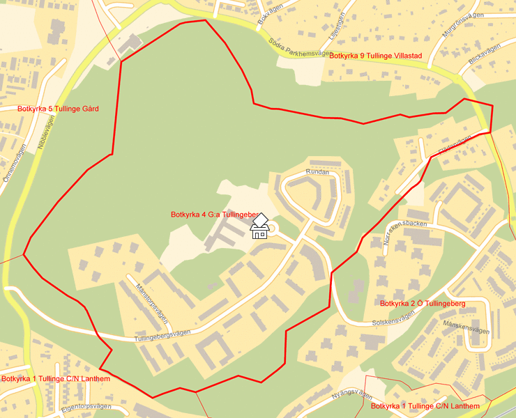 Karta över Botkyrka 4 G:a Tullingeberg