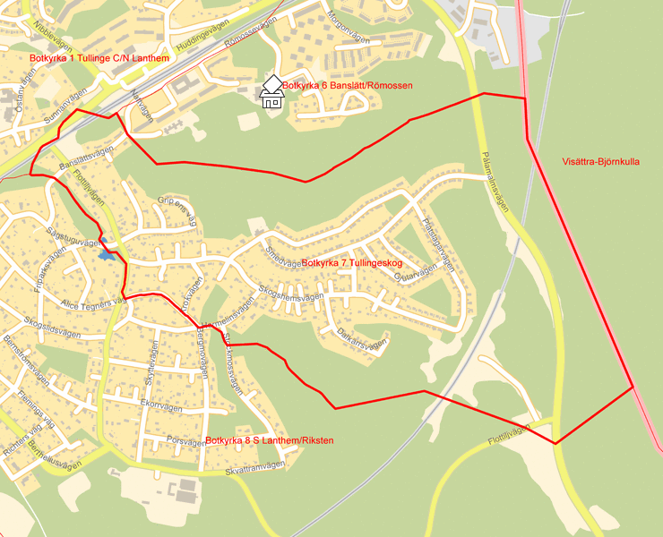 Karta över Botkyrka 7 Tullingeskog