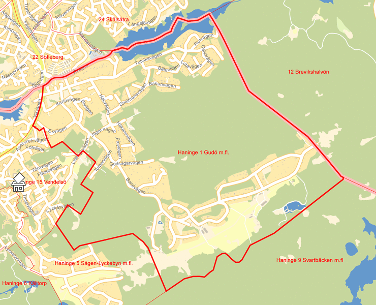 Karta över Haninge 1 Gudö m.fl.
