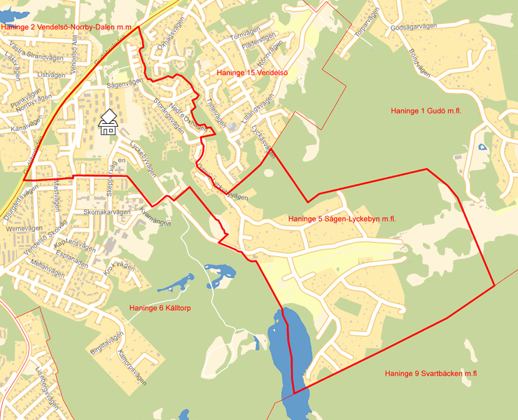 Karta över Haninge 5 Sågen-Lyckebyn m.fl.