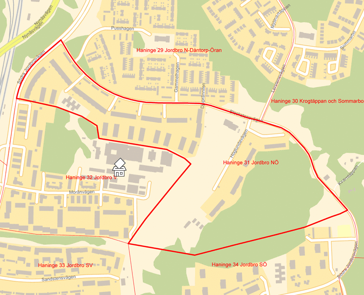 Karta över Haninge 31 Jordbro NÖ